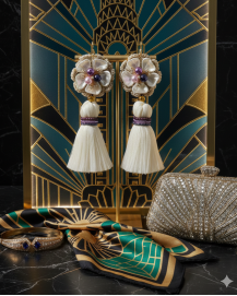 Háčkované  dizajnové náušnice "Art Deco"